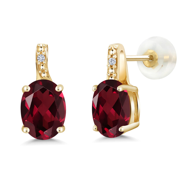 Rhodolite Garnet_Earrings in 10K Yellow Gold