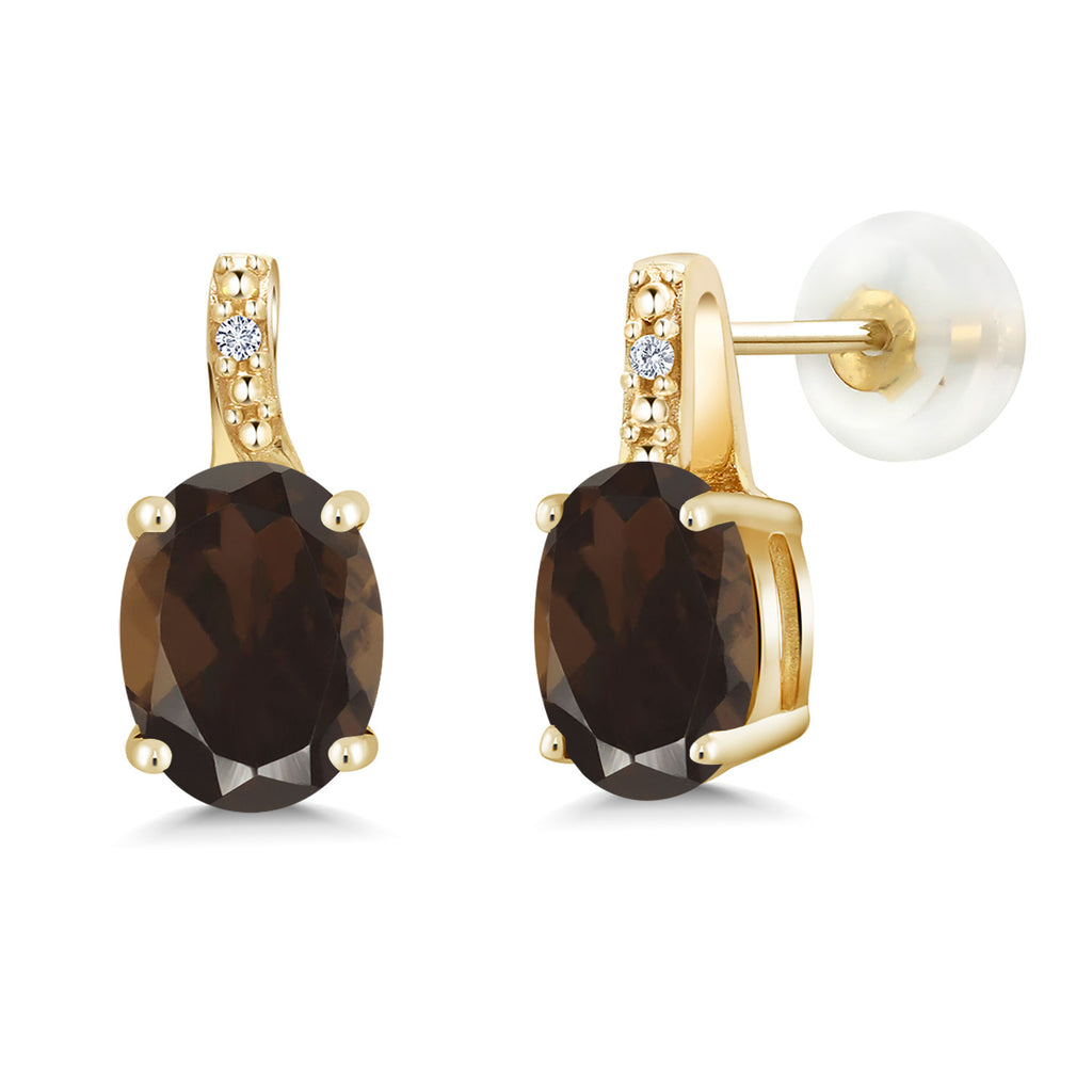 Smoky Quartz_Earrings in 10K Yellow Gold