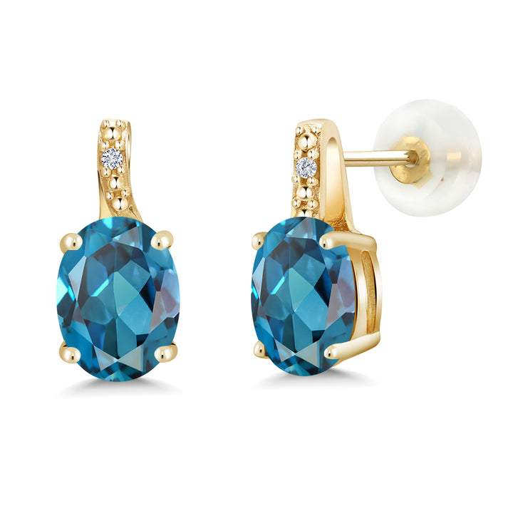 London Blue Topaz - November_Earrings in 10K Yellow Gold