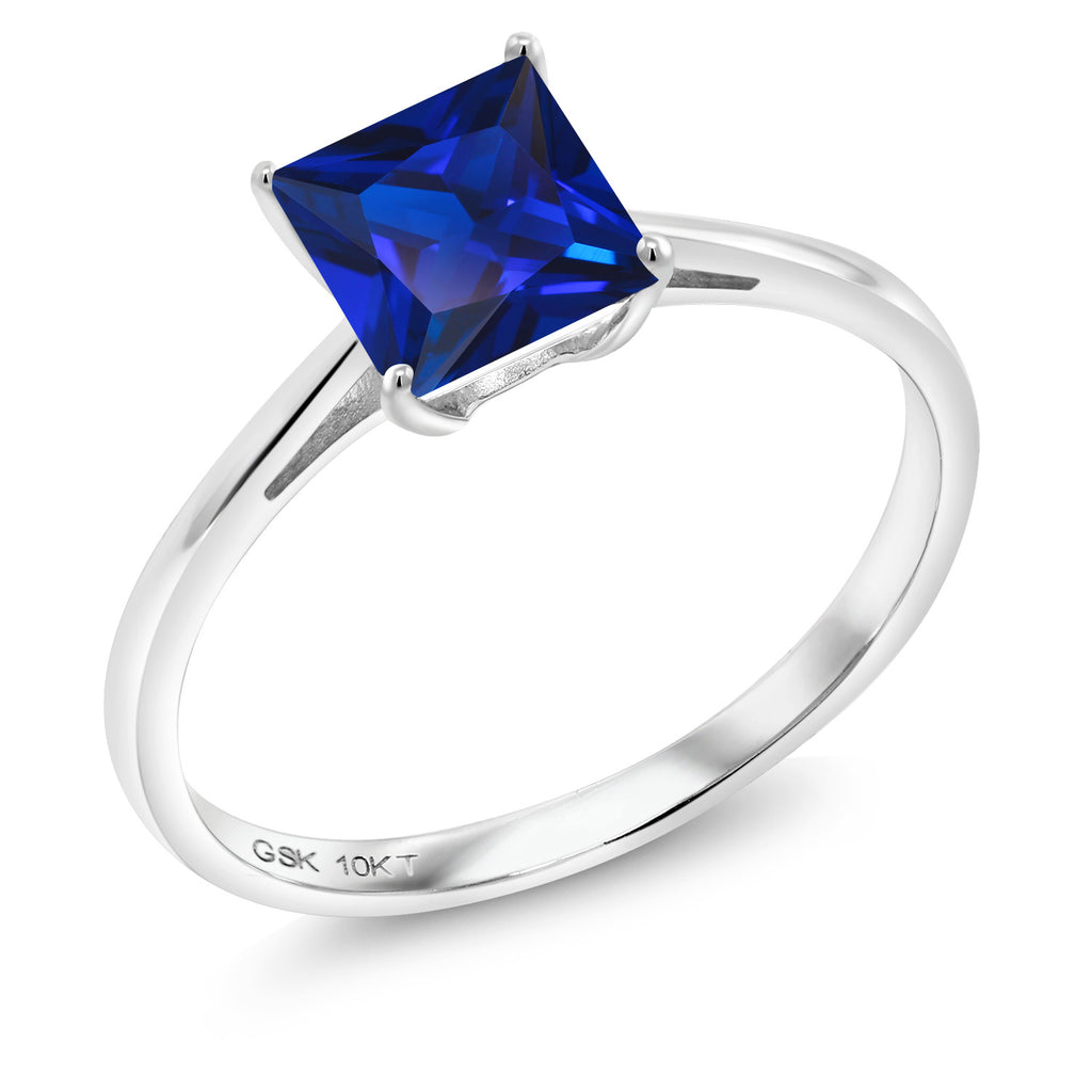 Blue Created Sapphire - September_7_Ring in 10K White Gold