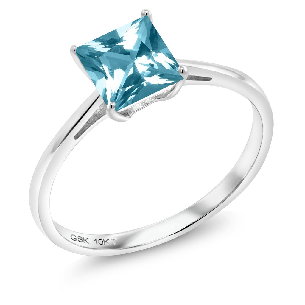 Ice Blue Topaz - November_7_Ring in 10K White Gold