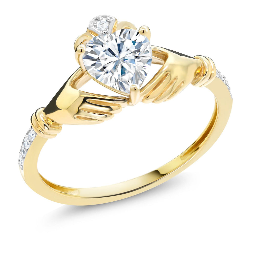White Moissanite - April_8_Ring in 10K Yellow Gold