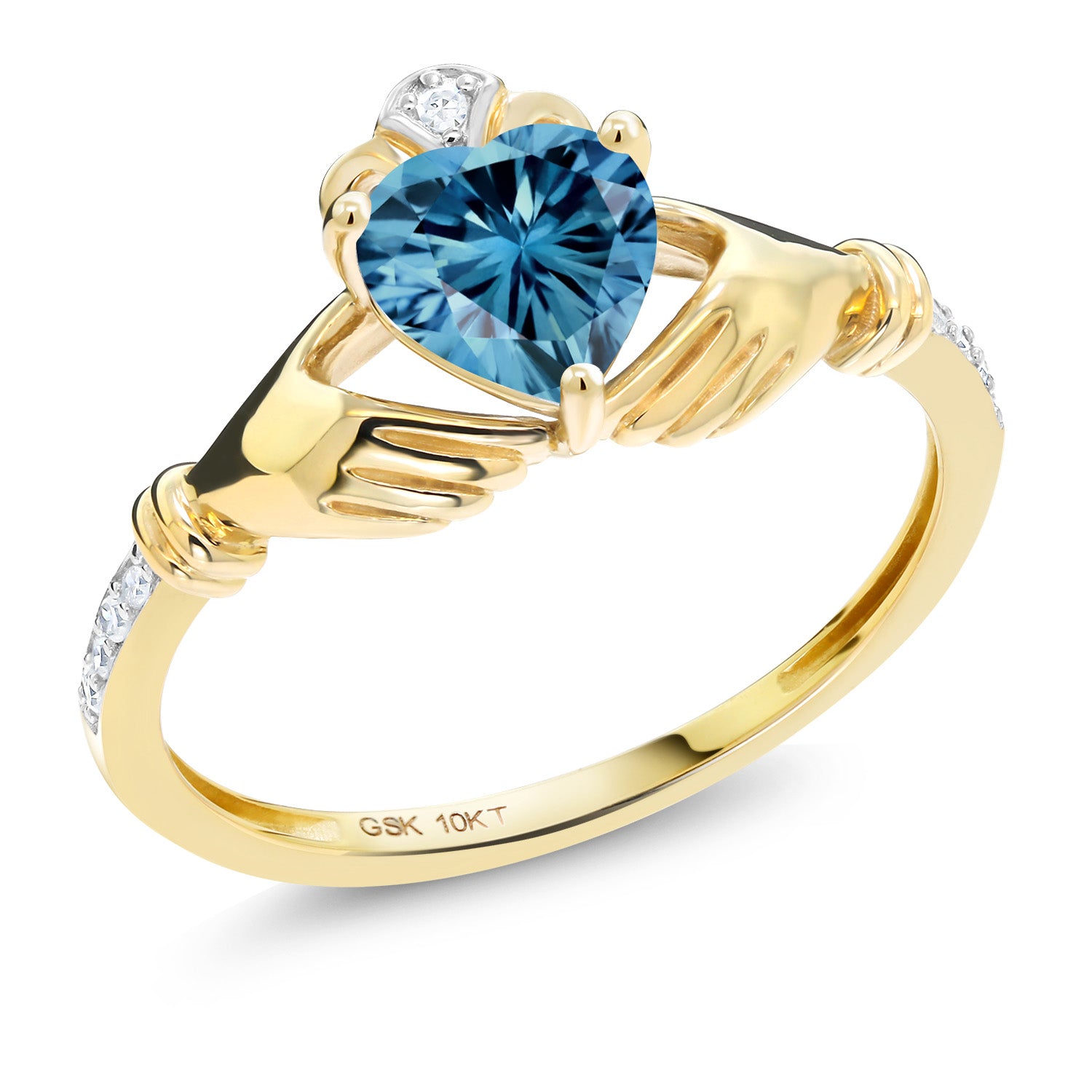 Persian Blue Moissanite - April_9_Ring in 10K Yellow Gold