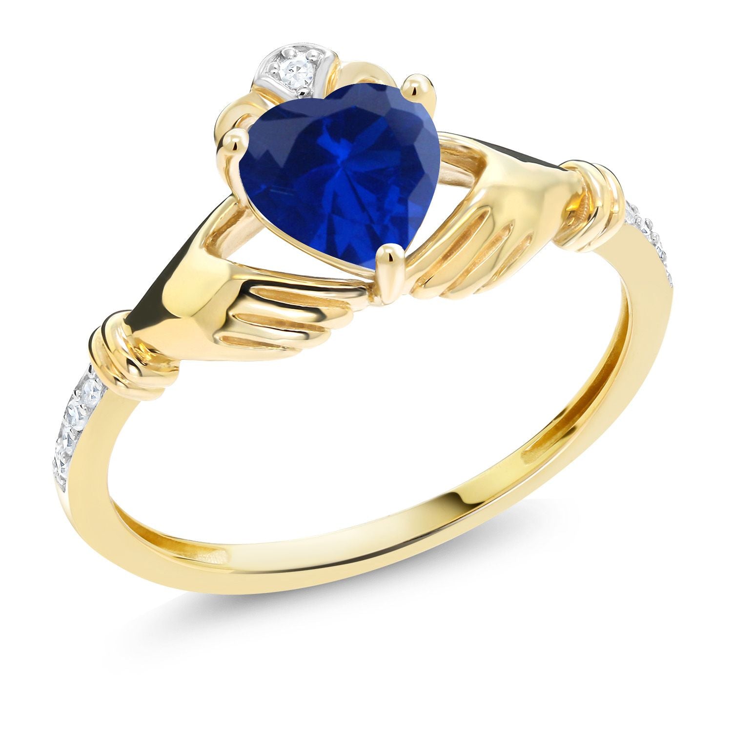 Blue Created Sapphire - September_8_Ring in 10K Yellow Gold