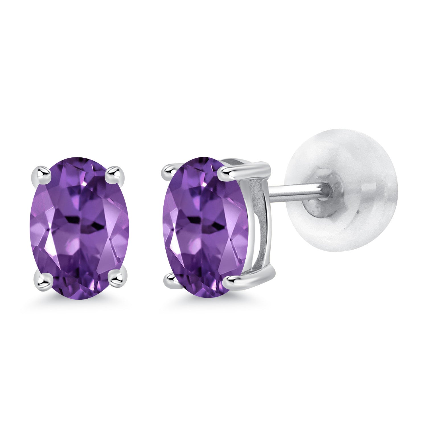Amethyst - February_14K White Gold_Earrings in 14K White Gold