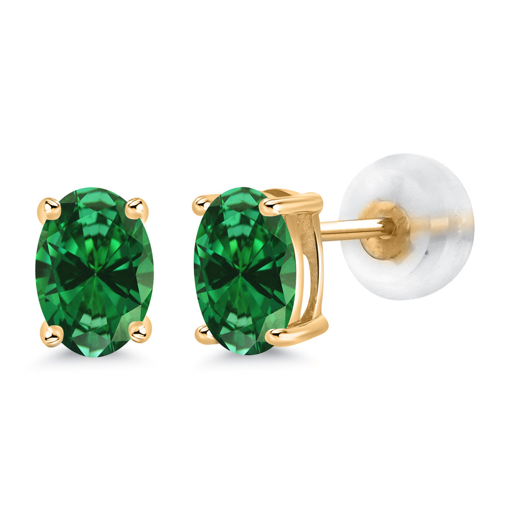 Created Emerald - May_14K Yellow Gold_Earrings in 14K Yellow Gold