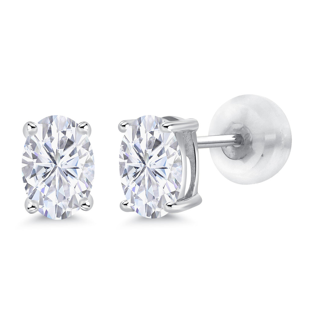 White Moissanite - April_14K White Gold_Earrings in 14K White Gold