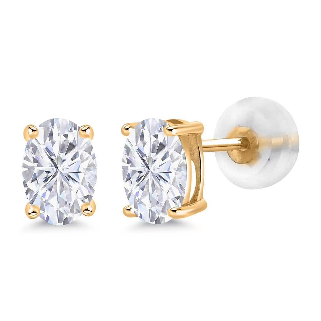 White Moissanite - April_14K Yellow Gold_Earrings in 14K Yellow Gold