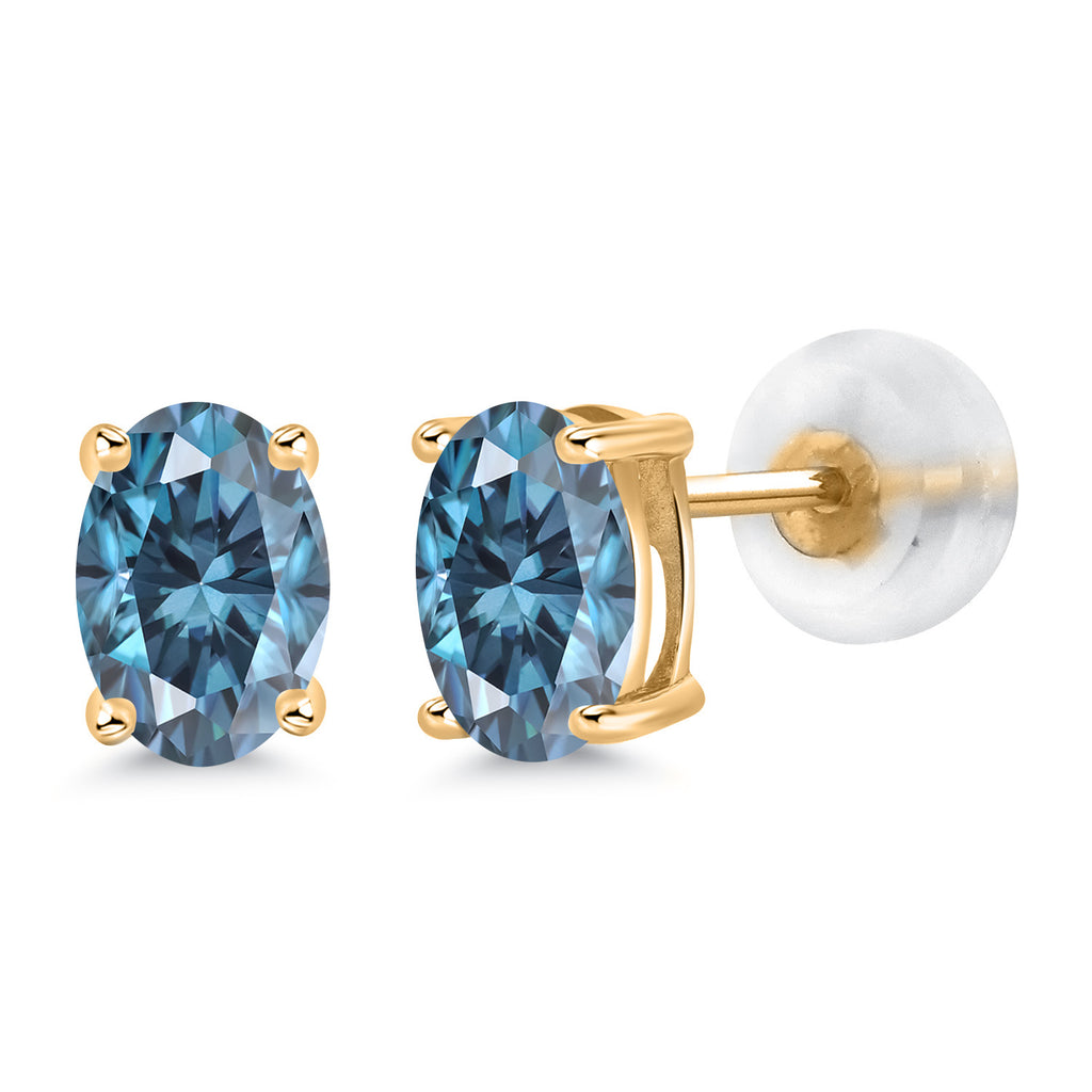 Persian Blue Moissanite - April_14K Yellow Gold_Earrings in 14K Yellow Gold
