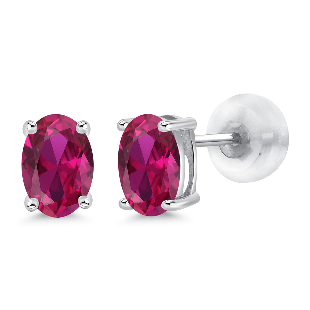 Created Ruby - July_14K White Gold_Earrings in 14K White Gold