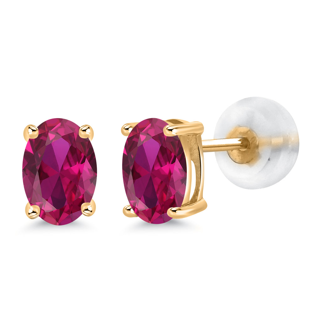 Created Ruby - July_14K Yellow Gold_Earrings in 14K Yellow Gold