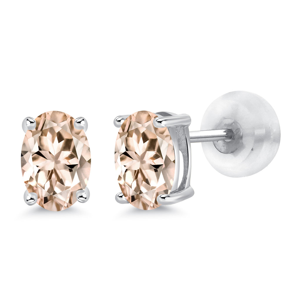 Morganite - October_14K White Gold_Earrings in 14K White Gold