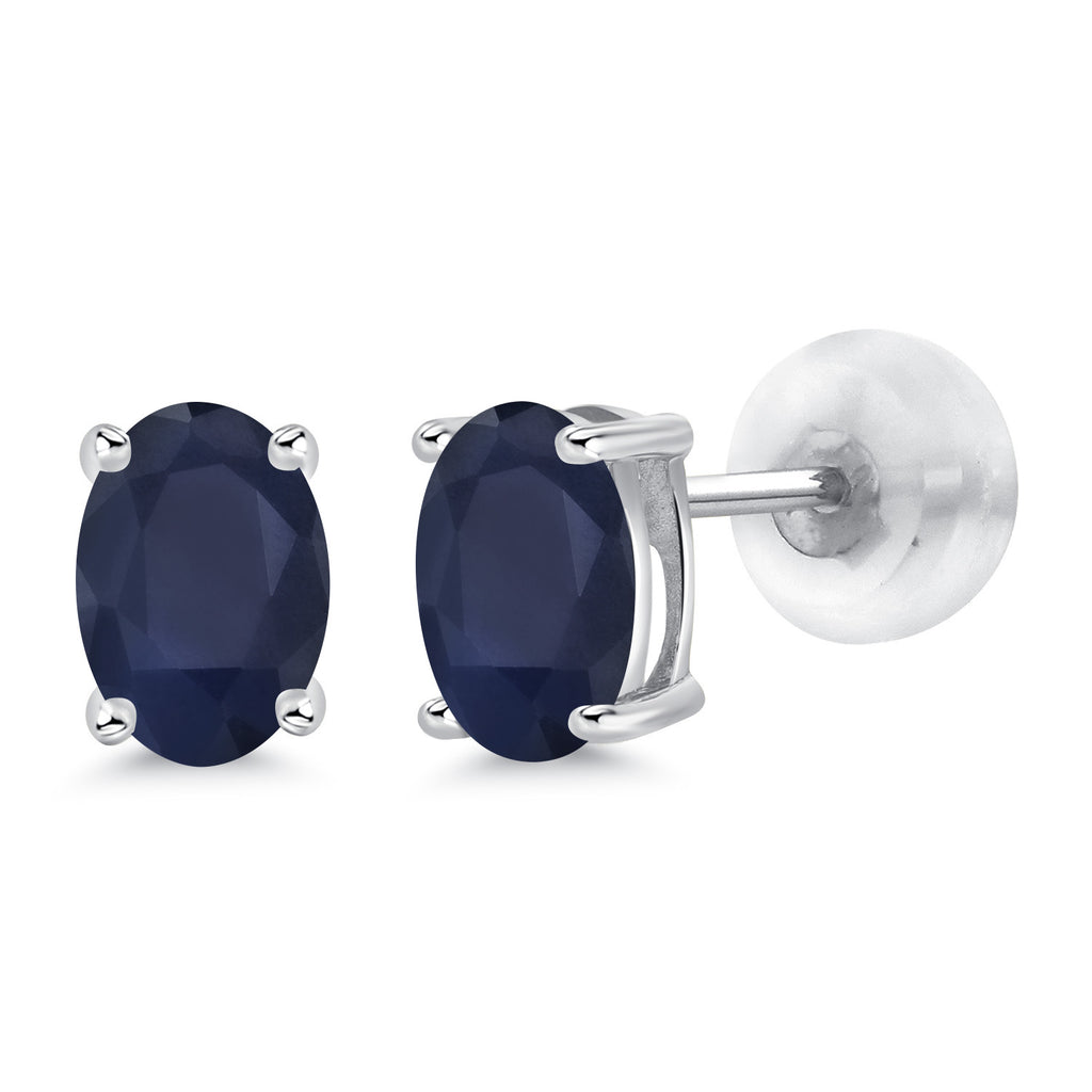 Blue Sapphire - September_14K White Gold_Earrings in 14K White Gold