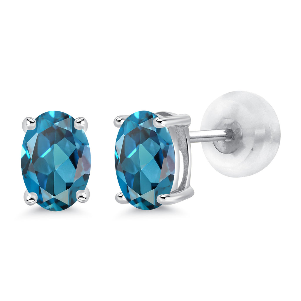 London Blue Topaz - November_14K White Gold_Earrings in 14K White Gold