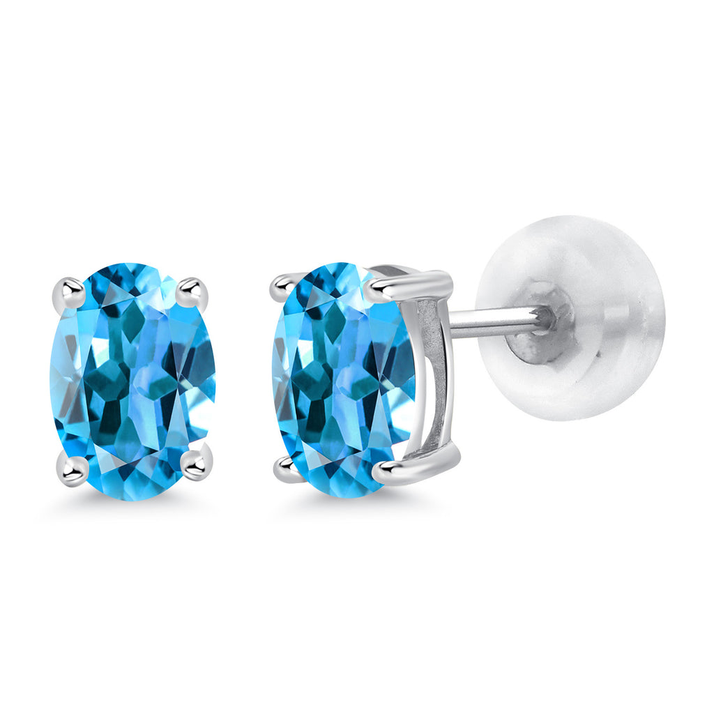 Swiss Blue Topaz - November_14K White Gold_Earrings in 14K White Gold