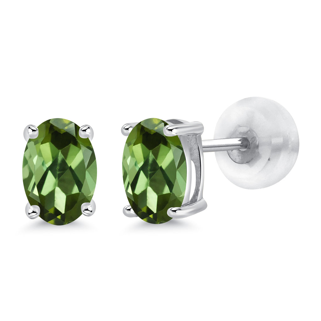 Green Tourmaline - October_14K White Gold_Earrings in 14K White Gold