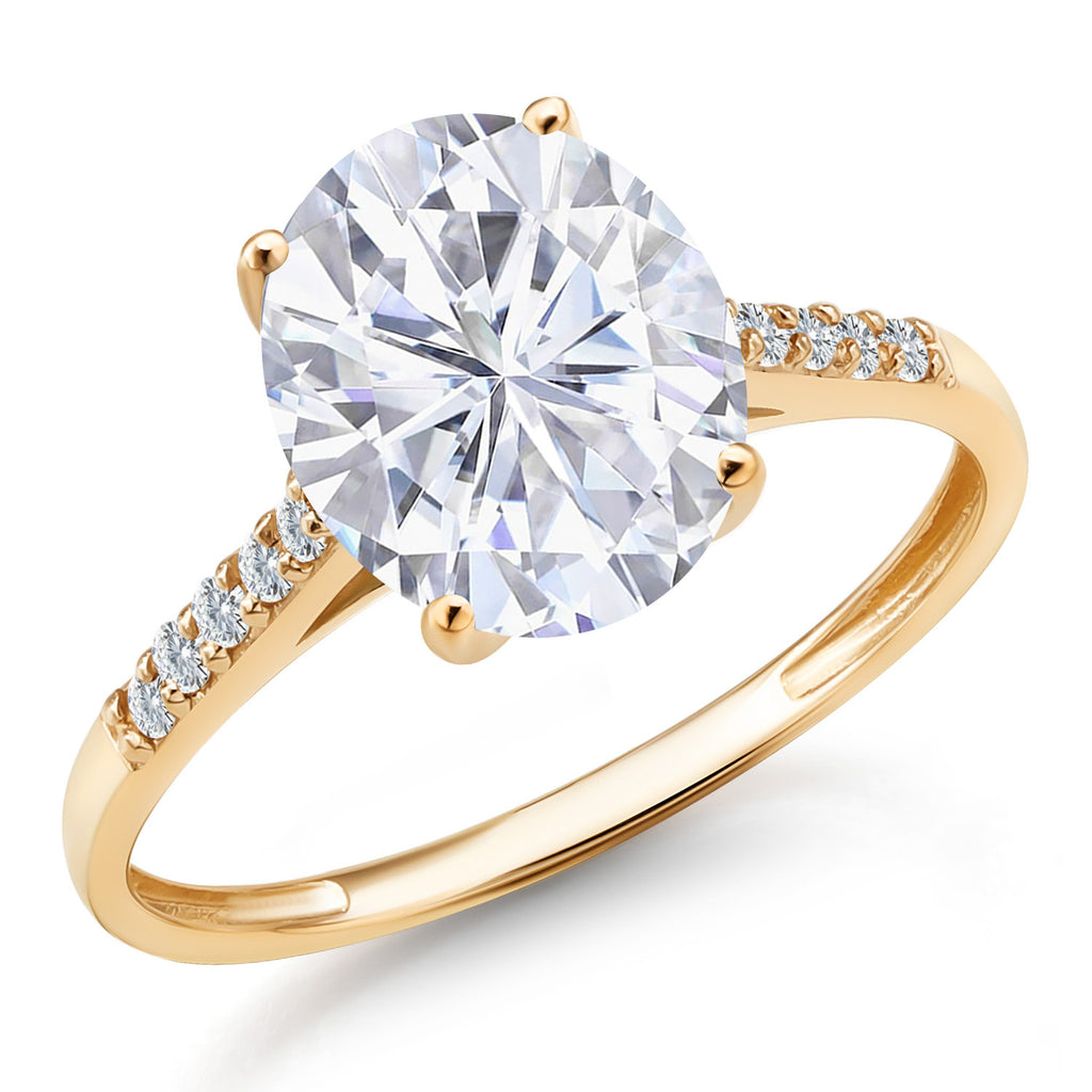 White Moissanite_6_Ring in 10K Yellow Gold