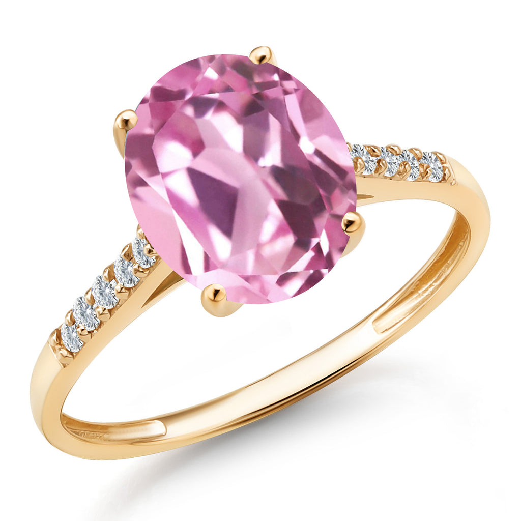 Light Pink Created Sapphire_9_Ring in 10K Yellow Gold