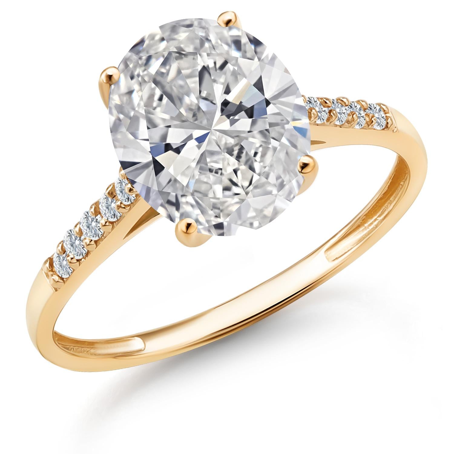 3.10 Cttw 10K Yellow Gold IGI Certified Lab Grown Diamond Engagement Ring For Women | Center Oval Diamond 3 Ct | F-G Color | VS1 Clarity | Available in Size 5 to 9