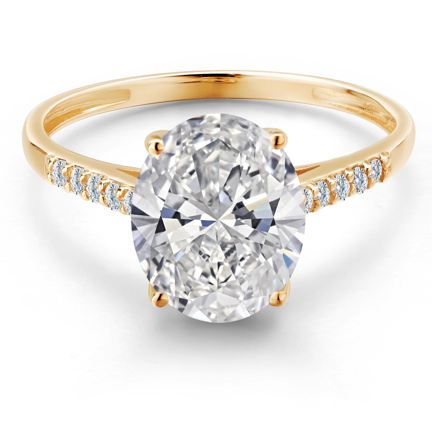 3.10 Cttw 10K Yellow Gold IGI Certified Lab Grown Diamond Engagement Ring For Women | Center Oval Diamond 3 Ct | E-F Color | VS1-VS2 Clarity | Available in Size 5 to 9