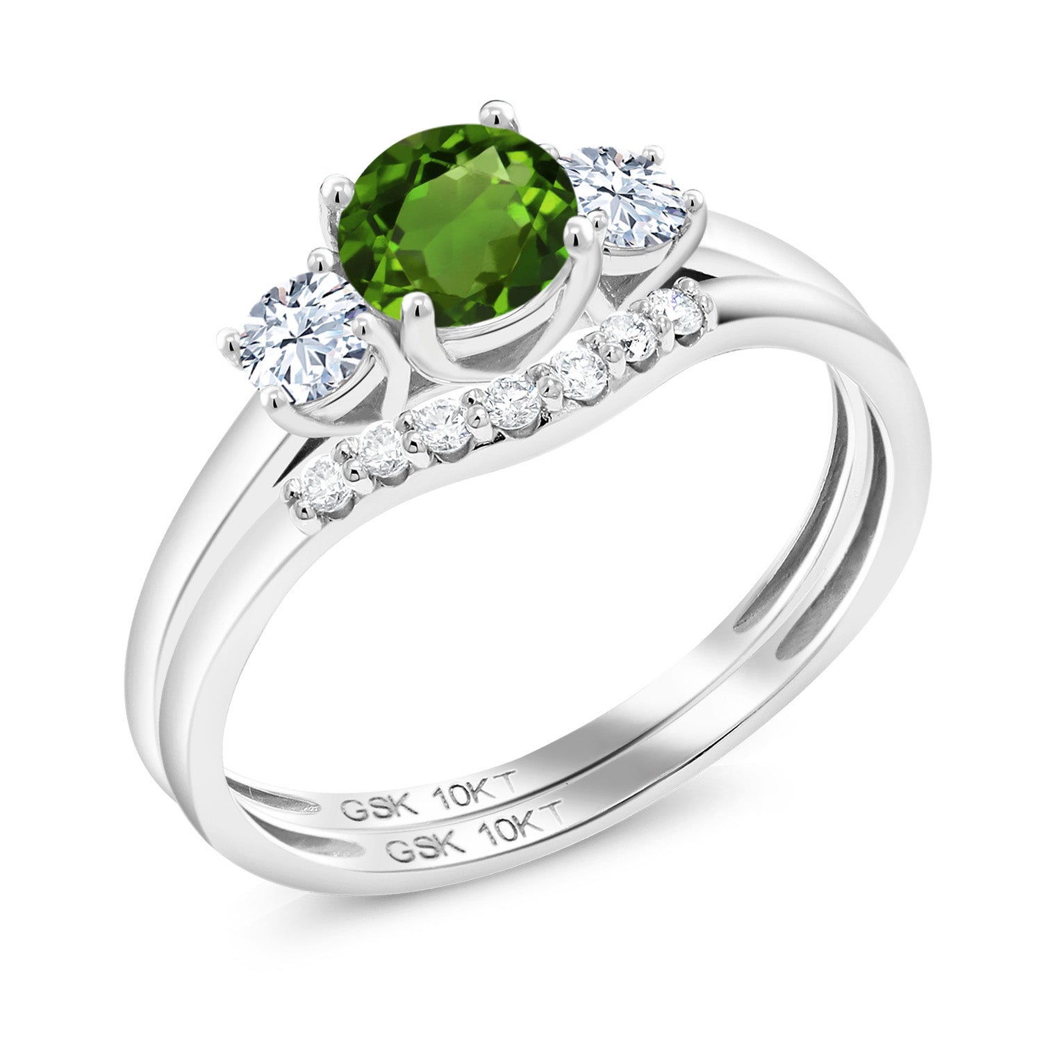 Chrome Diopside_8_Ring in 10K White Gold