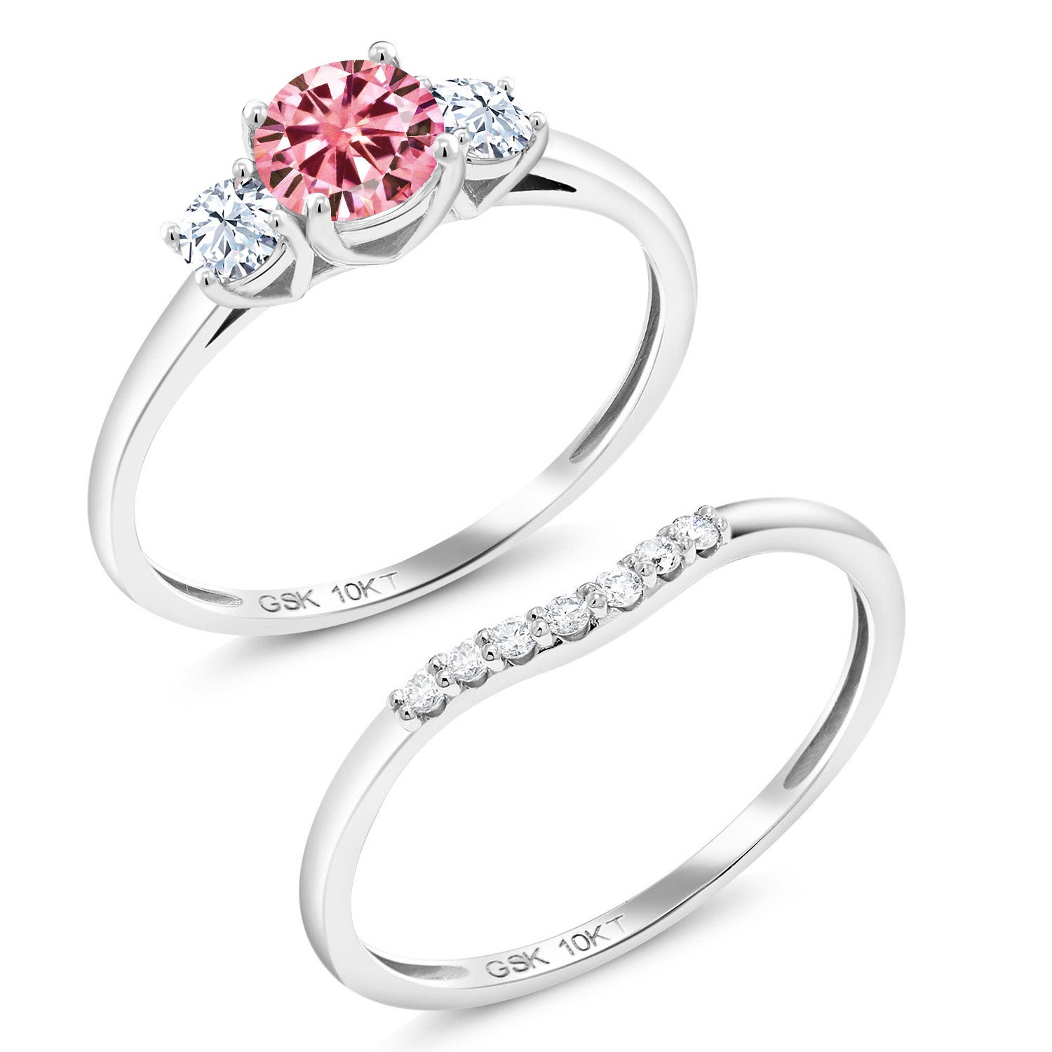 Pink Moissanite - April_8_Ring in 10K White Gold