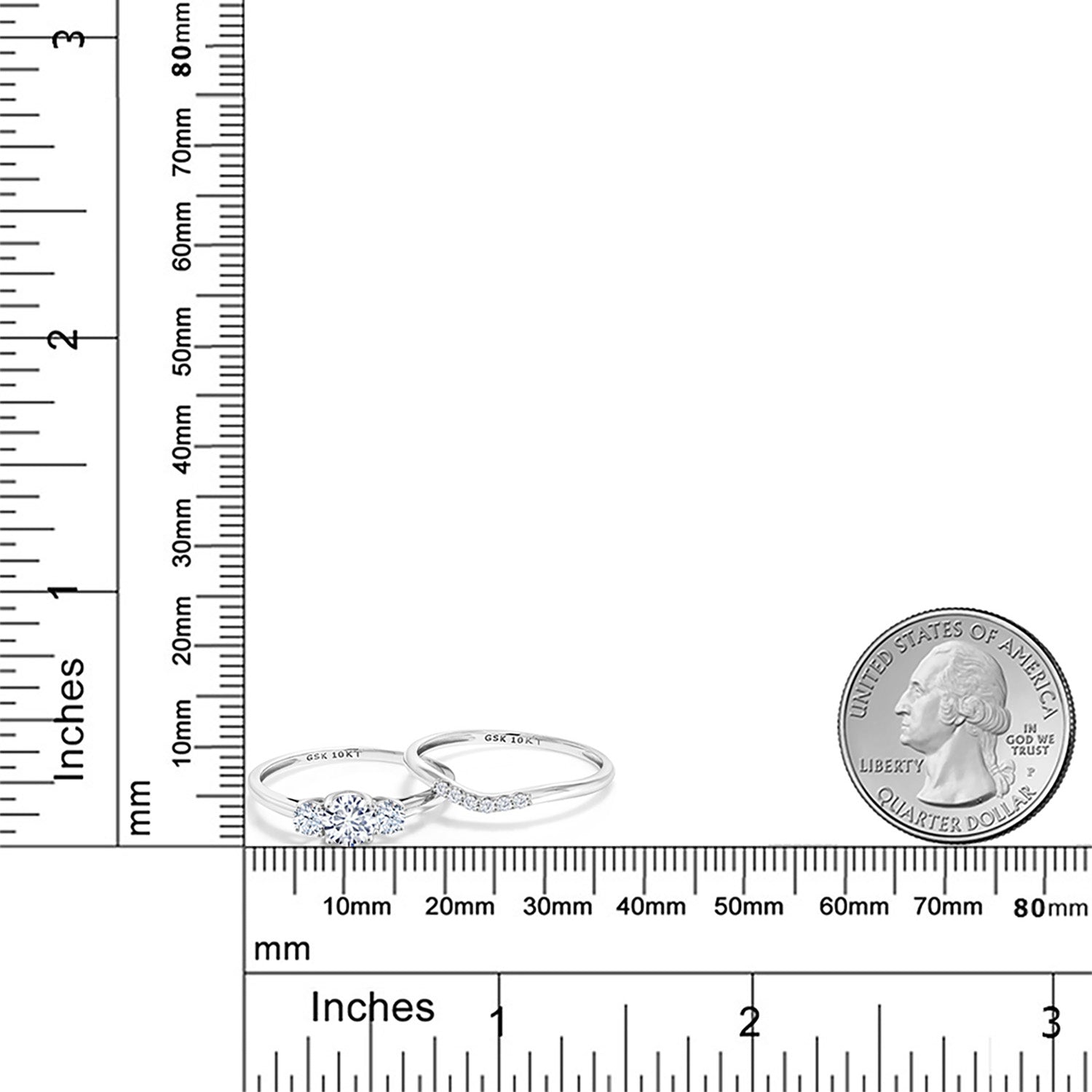 Moissanite - Created Sapphire and Lab Grown Diamond_6_Ring in 10K White Gold