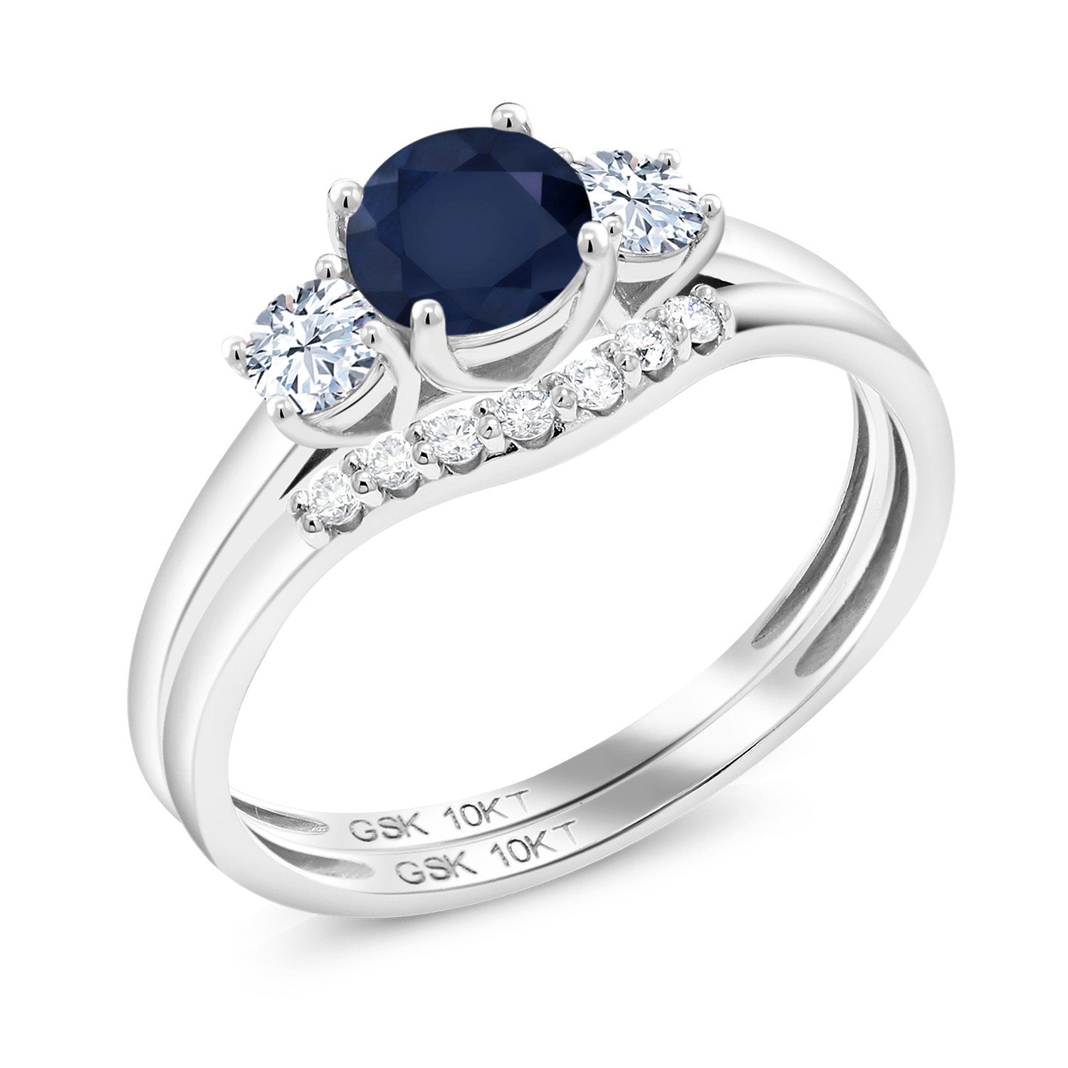 Blue Sapphire - September_7_Ring in 10K White Gold
