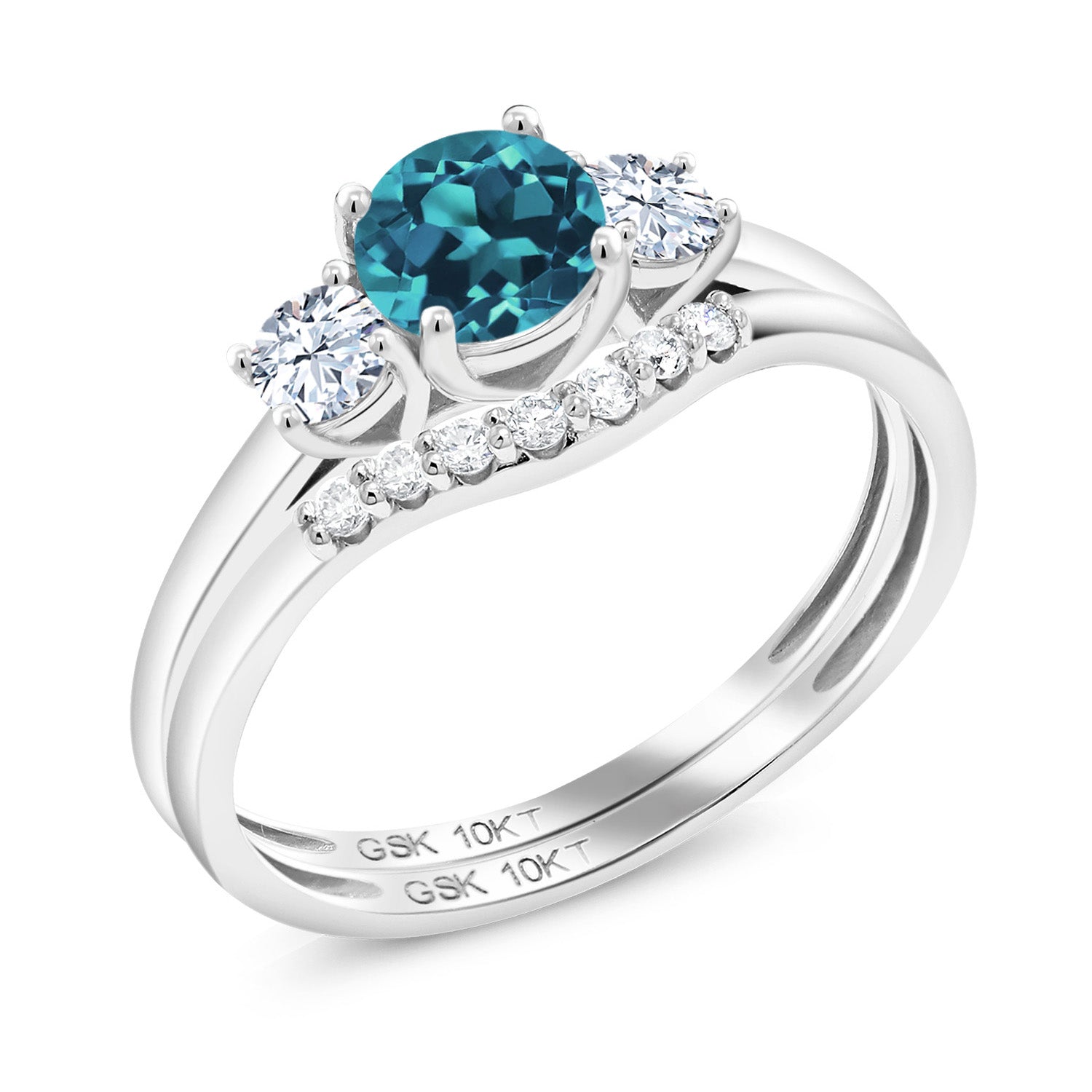 London Blue Topaz - November_5_Ring in 10K White Gold