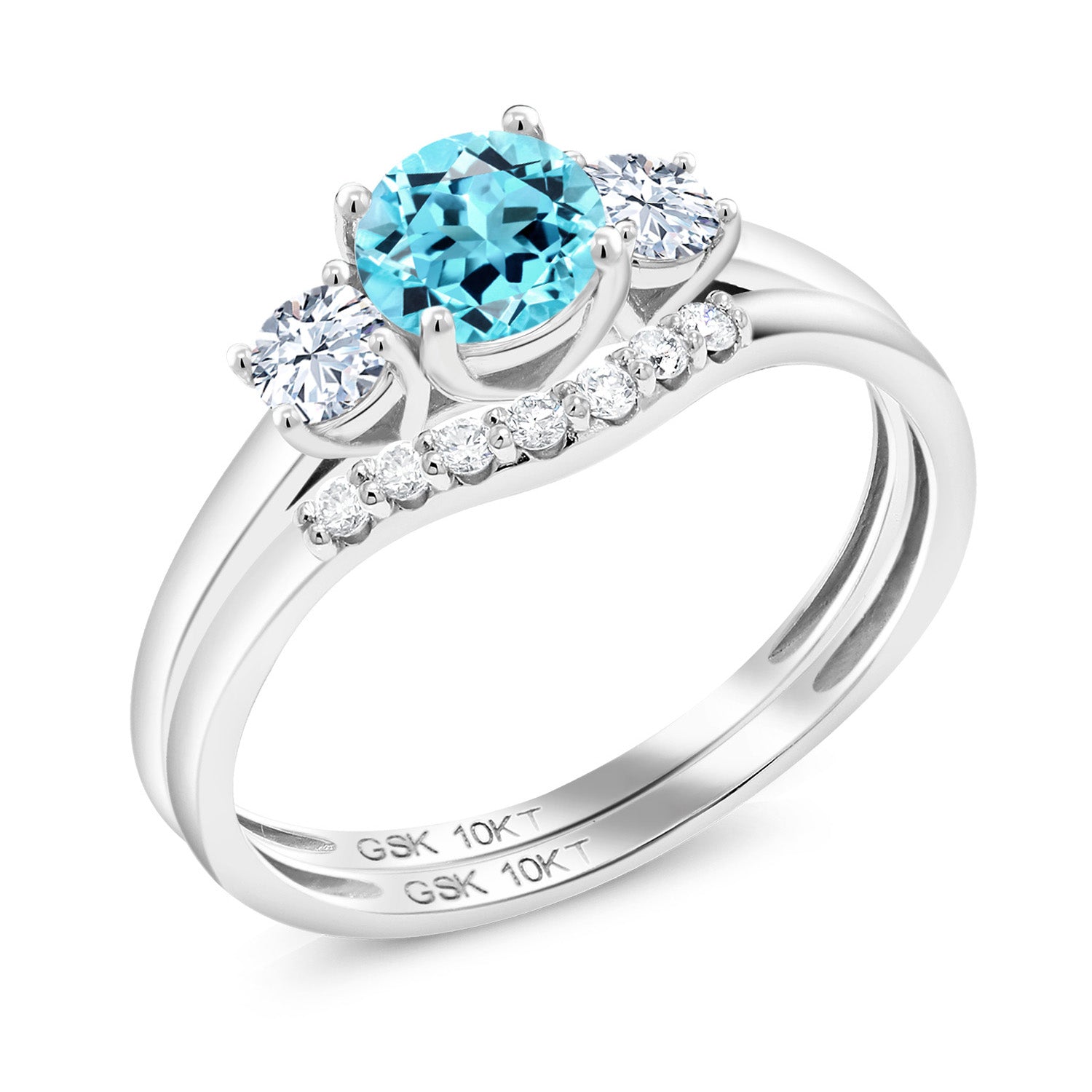 Swiss Blue Topaz - November_8_Ring in 10K White Gold