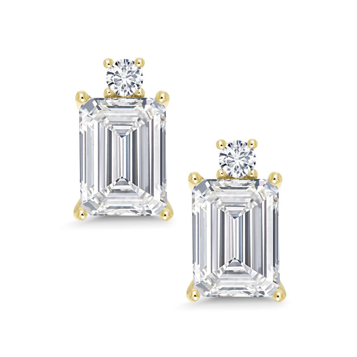 10K Yellow Gold IGI Certified F-G VS Lab Grown Diamond Earrings | 4.14 Cttw | Emerald Cut Diamonds Each 2 Ct | F-G Color | VS Clarity | Gold Earrings for Women