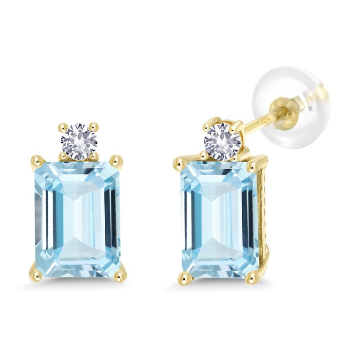 Aquamarine - March_Earrings in 10K Yellow Gold