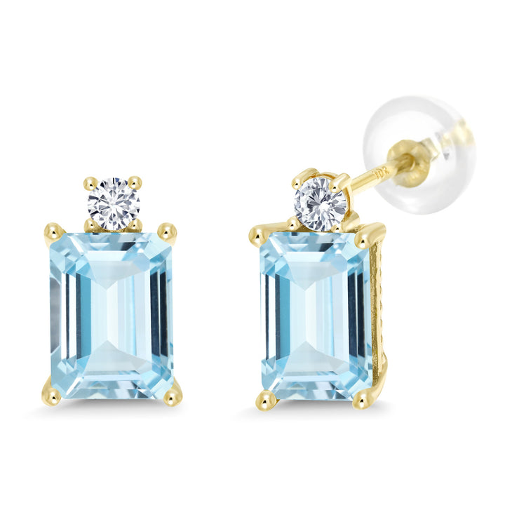 Aquamarine - March_Earrings in 10K Yellow Gold