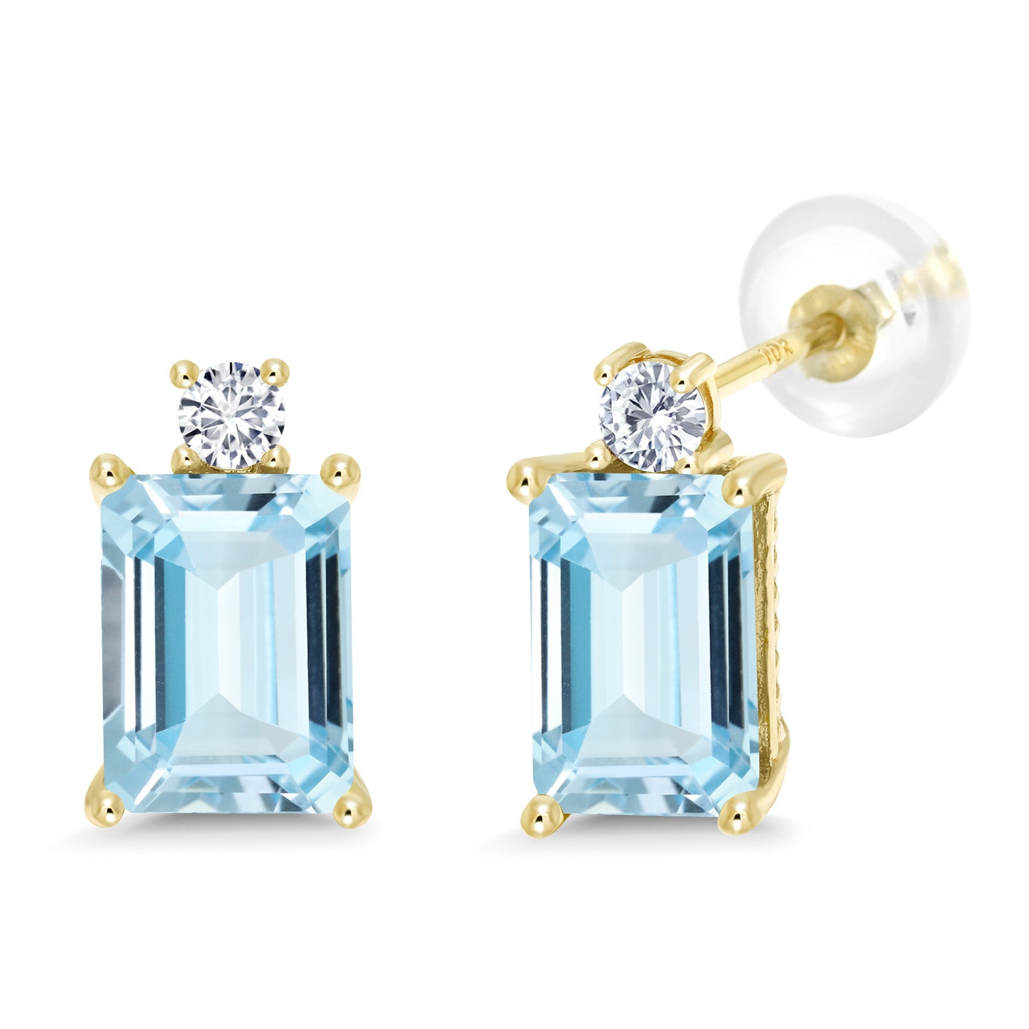Aquamarine - March_Earrings in 10K Yellow Gold
