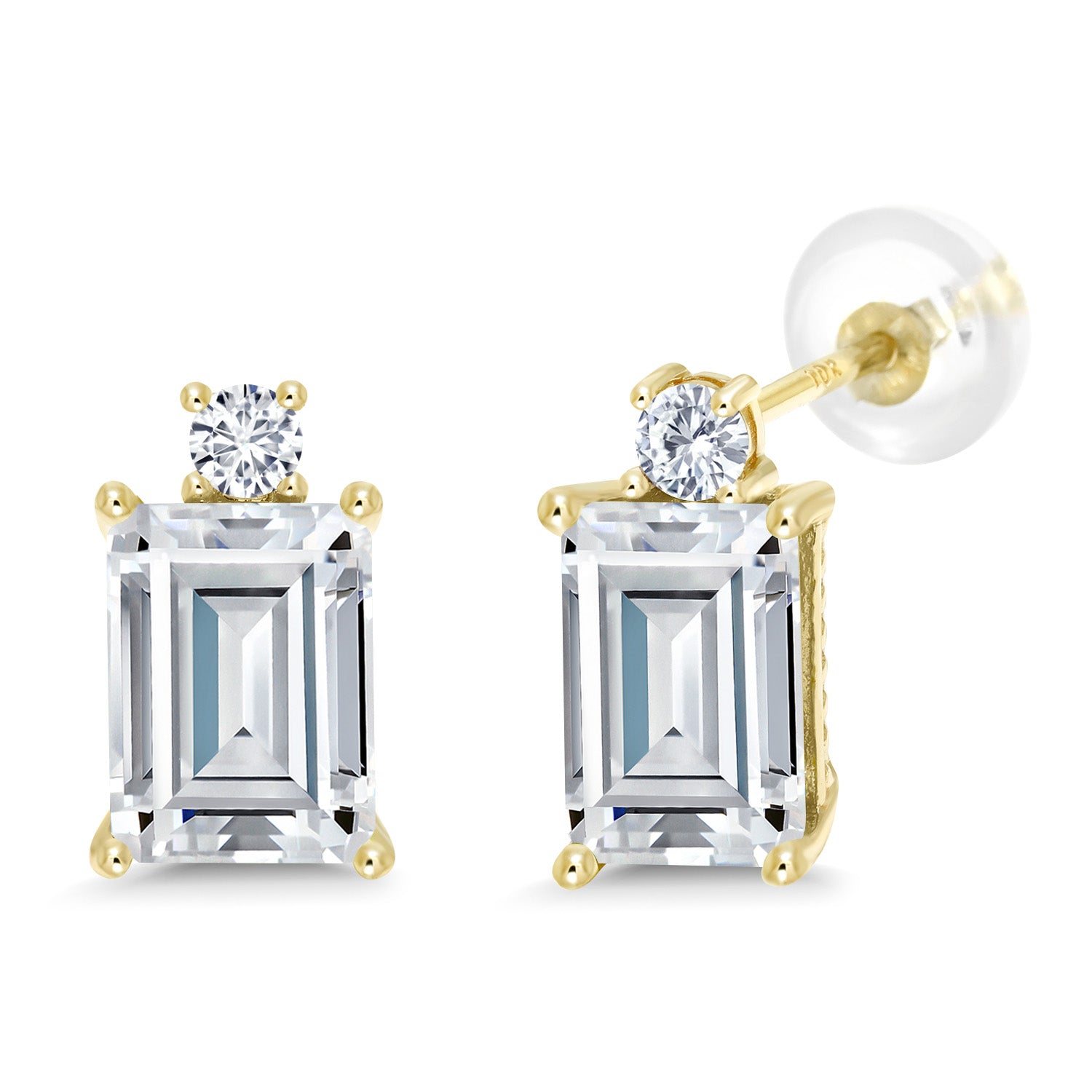 White Moissanite - April_Earrings in 10K Yellow Gold