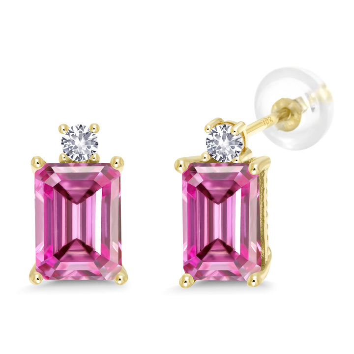 Pink Moissanite - April_Earrings in 10K Yellow Gold