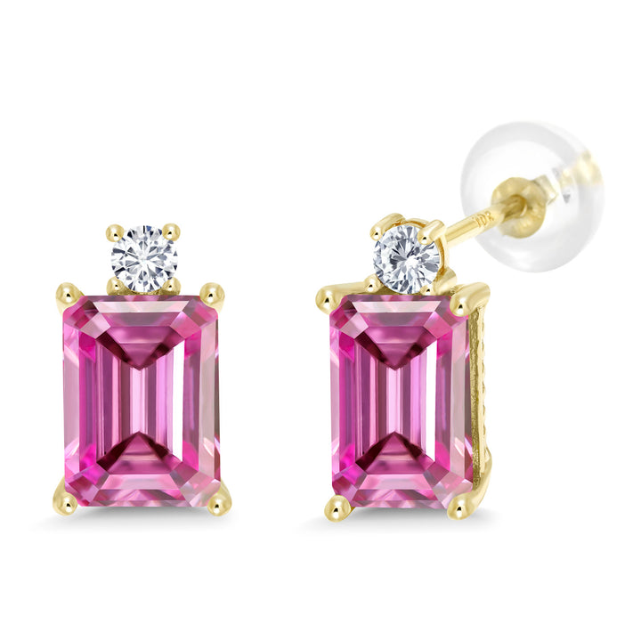 Pink Moissanite - April_Earrings in 10K Yellow Gold
