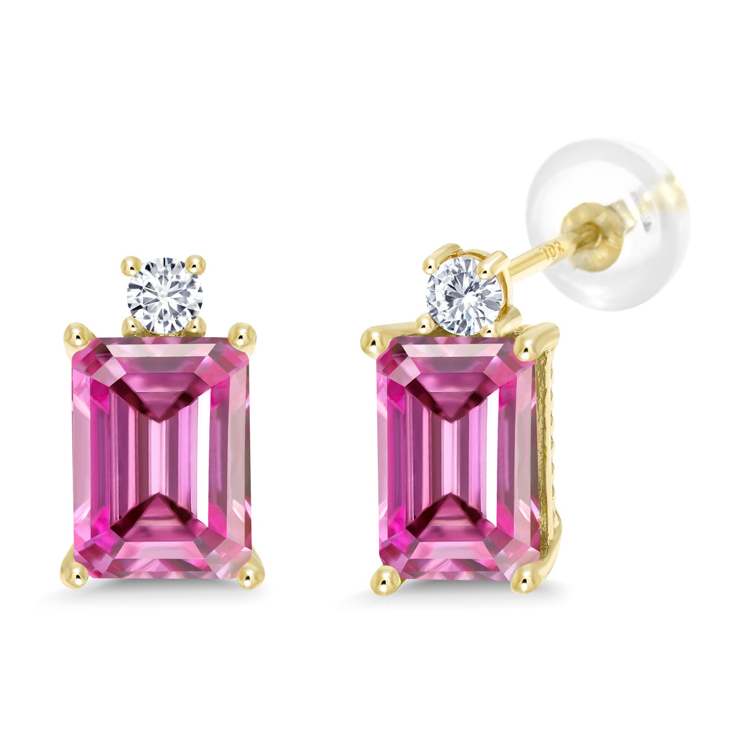 Pink Moissanite - April_Earrings in 10K Yellow Gold