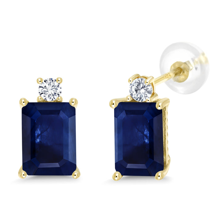 Blue Sapphire - September_Earrings in 10K Yellow Gold