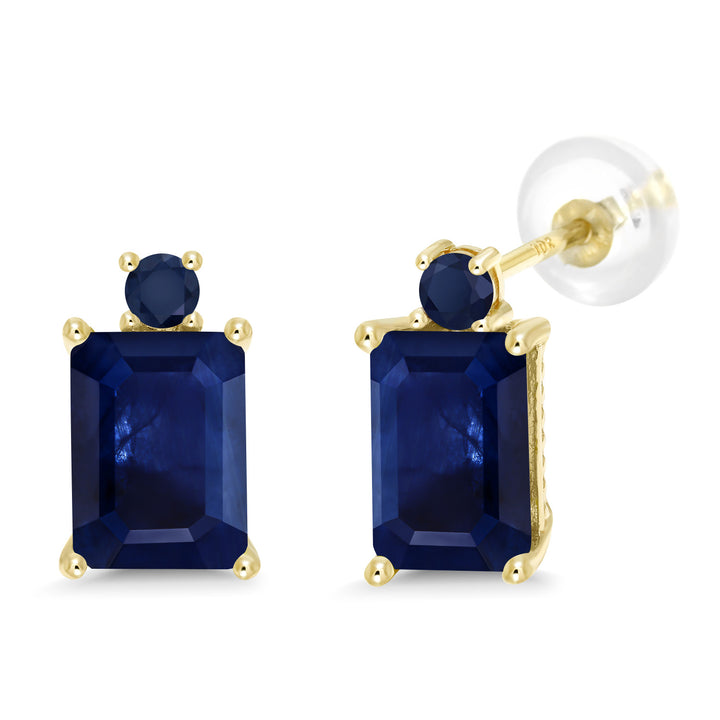 Blue Sapphire - September_Earrings in 10K Yellow Gold
