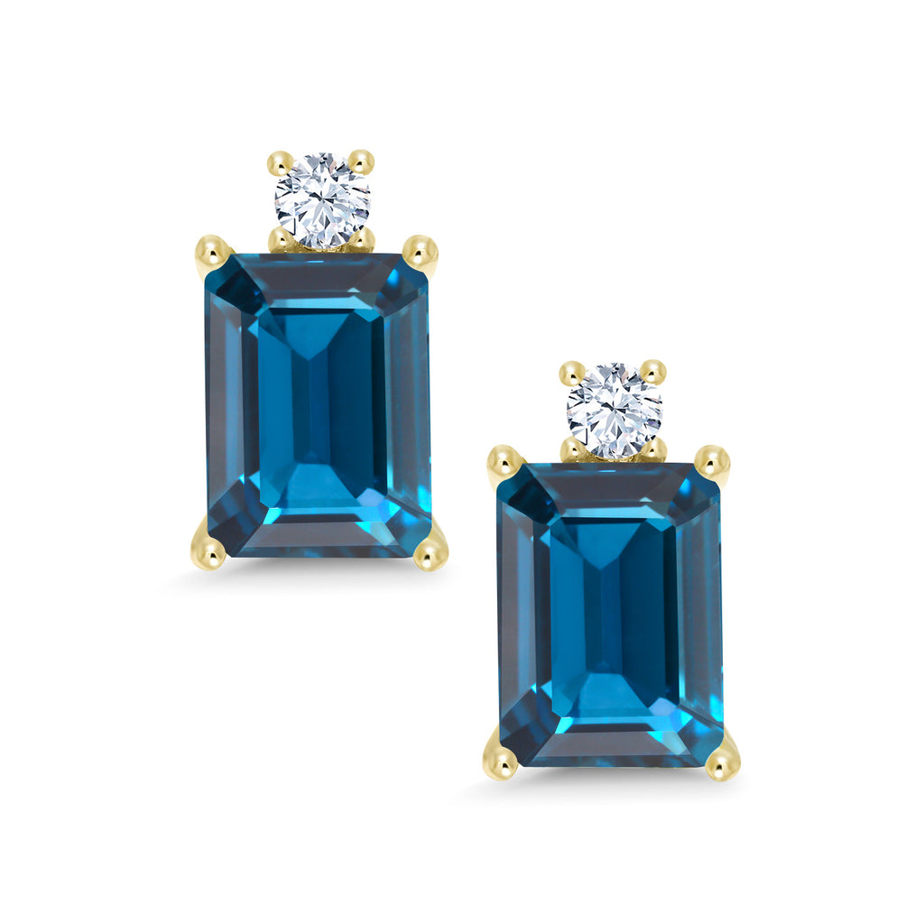 London Blue Topaz - November_Earrings in 10K Yellow Gold