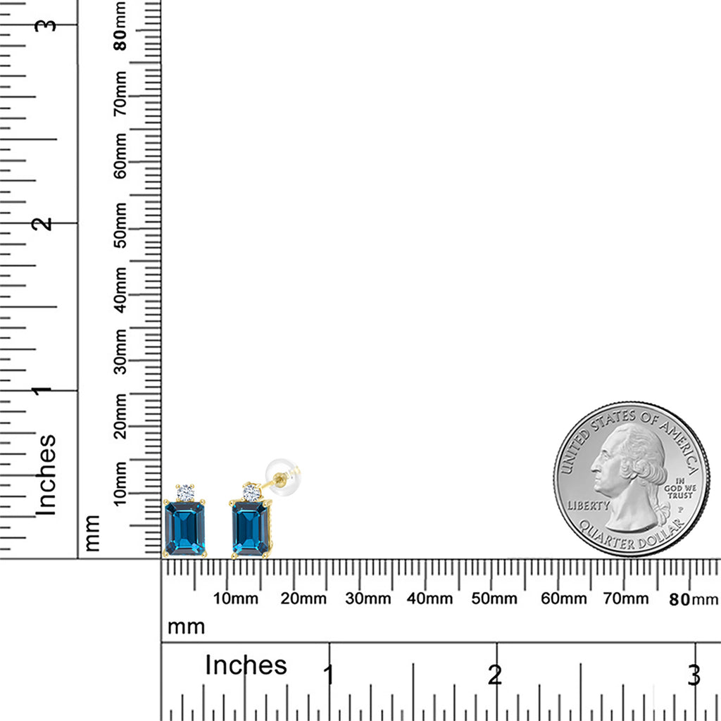 London Blue Topaz - November_Earrings in 10K Yellow Gold