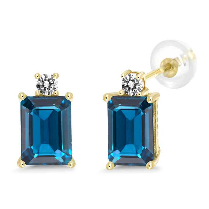 London Blue Topaz - November_Earrings in 10K Yellow Gold