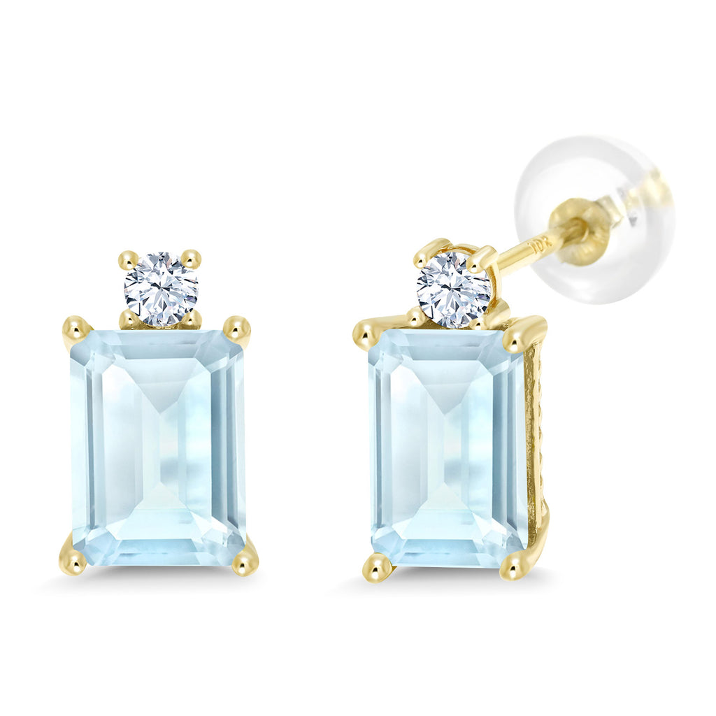 Sky Blue Topaz - November_Earrings in 10K Yellow Gold