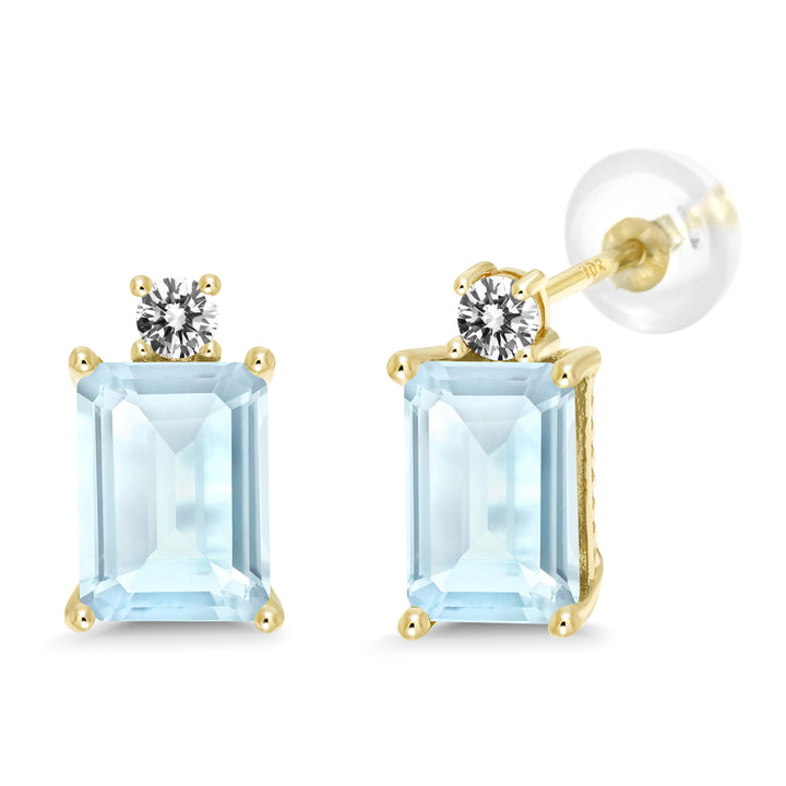 Sky Blue Topaz - November_Earrings in 10K Yellow Gold