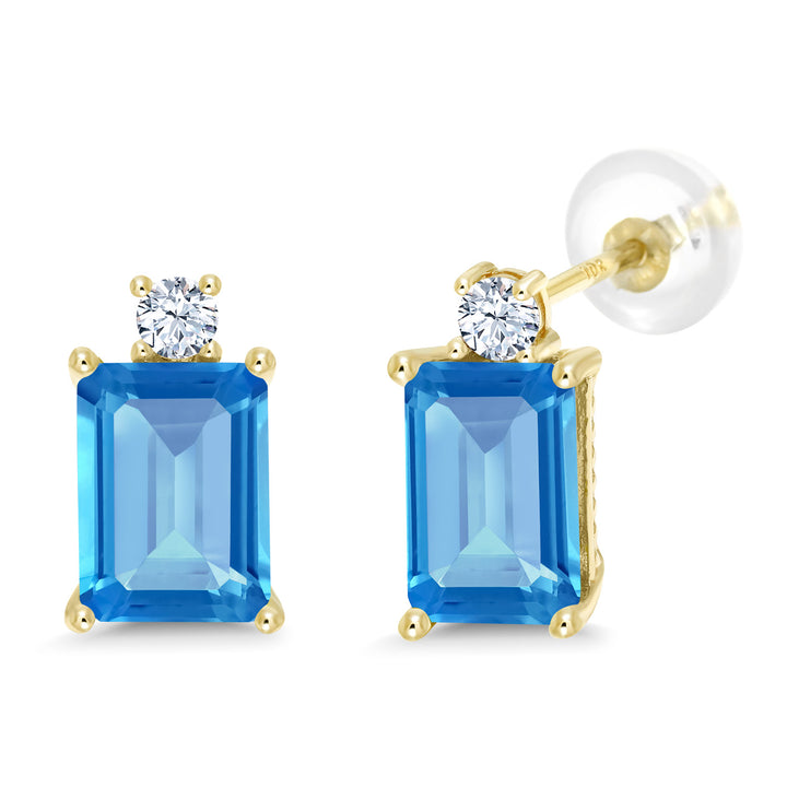 Swiss Blue Topaz - November_Earrings in 10K Yellow Gold