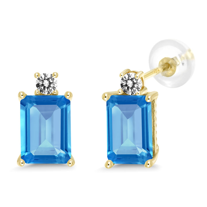 Swiss Blue Topaz - November_Earrings in 10K Yellow Gold