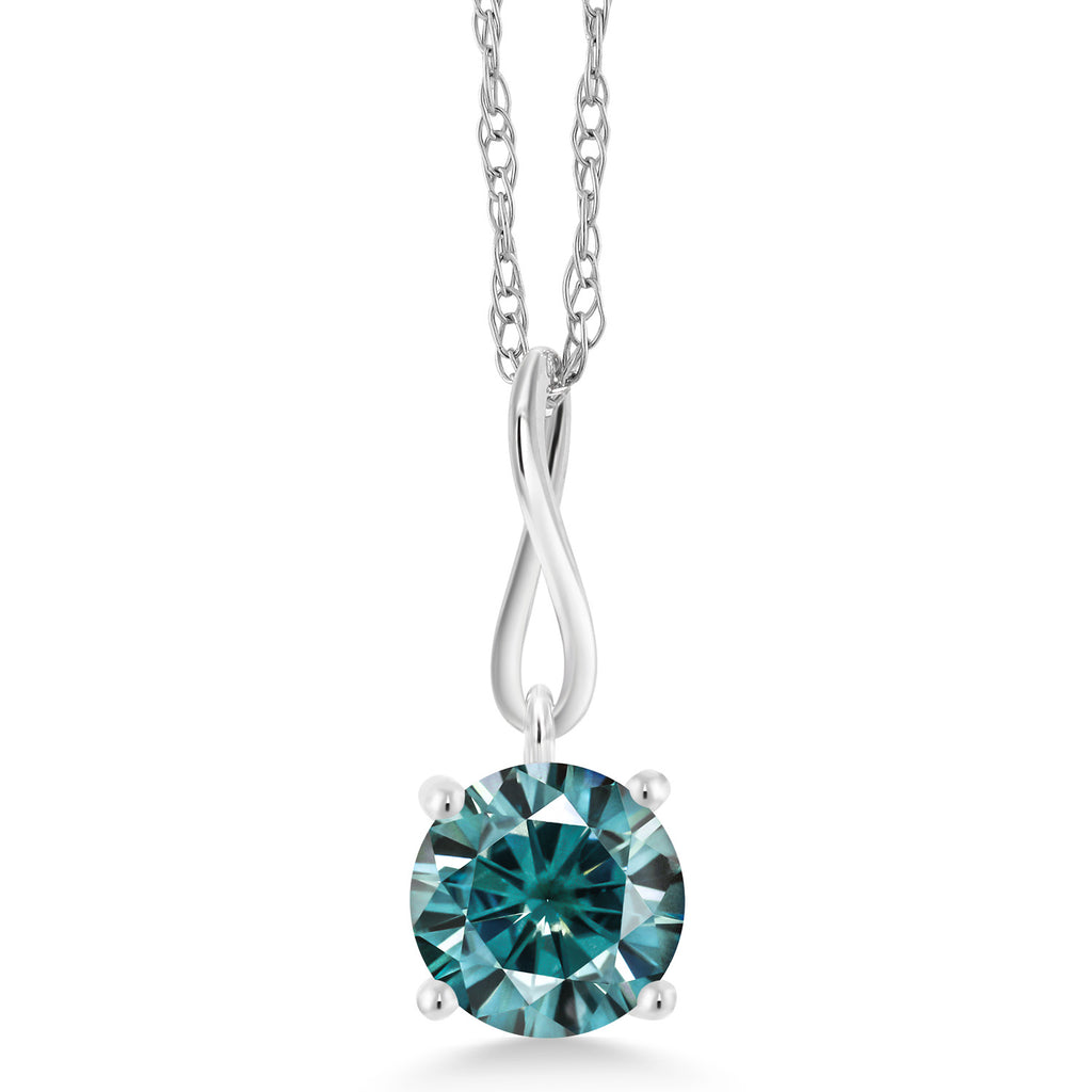 Blue Moissanite_Pendant in 10K White Gold