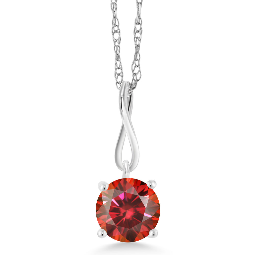 Red Moissanite_Pendant in 10K White Gold