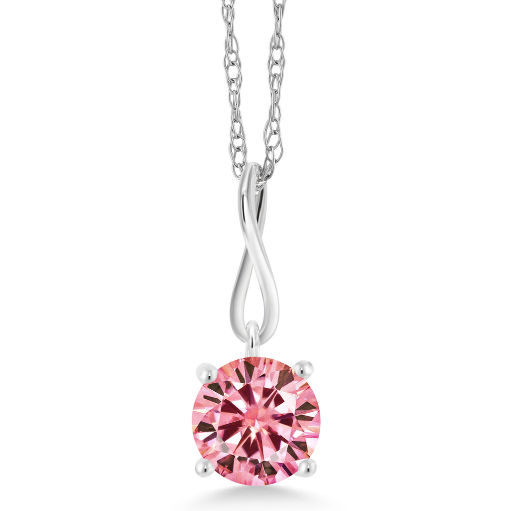 Pink Moissanite_Pendant in 10K White Gold